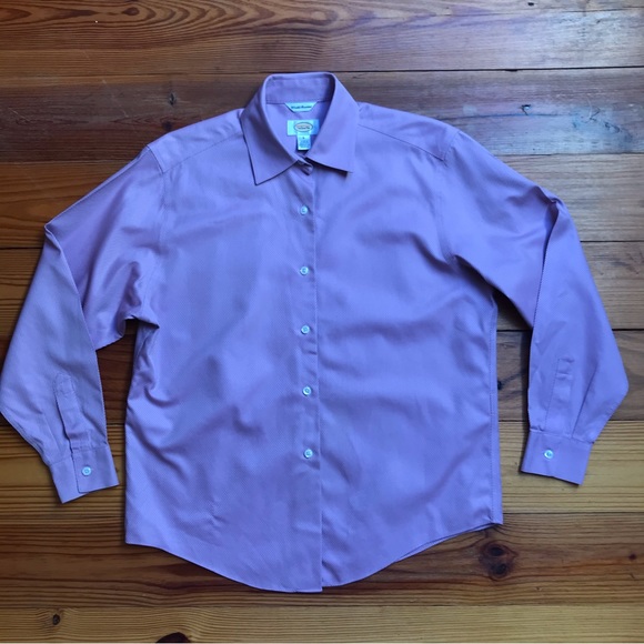 Talbots Purple Striped Button Down Wrinkle Resistant Button Down Top, EUC, 6 - Picture 3 of 15